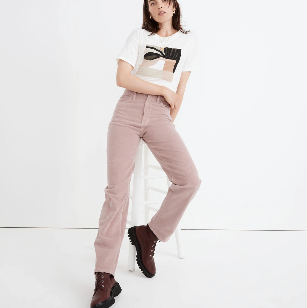 Madewell The Perfcet Vintage Straight Jeans: Corduroy Edition, Pale Thistle